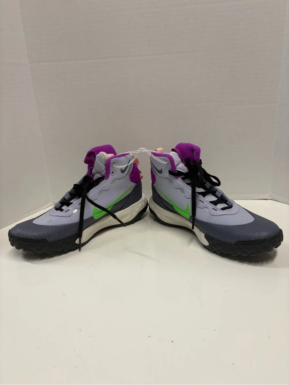 Nike Kids Gray & Purple High-Top Terrascout Sneakers with Neon Green Swoosh